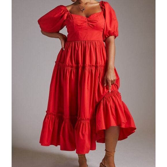 Anthropologie ATSU Dress Red Off-The-Shoulder Red Maxi Dress - Picture 1 of 15